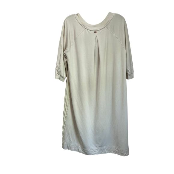 Escada Sport Ivory Midi Dress Sz 44 3/4 Sleeve Striped Minimalist Chic - Picture 2 of 12